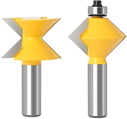 2pcs / set langue et rainure ensemble de fraises à bande de chant, 12mm 12.7mm tige 90 degrés V Design Tingue Groove Edge Banding Router Bit Set plaque épissage coupe-bois (Size : 12mm)