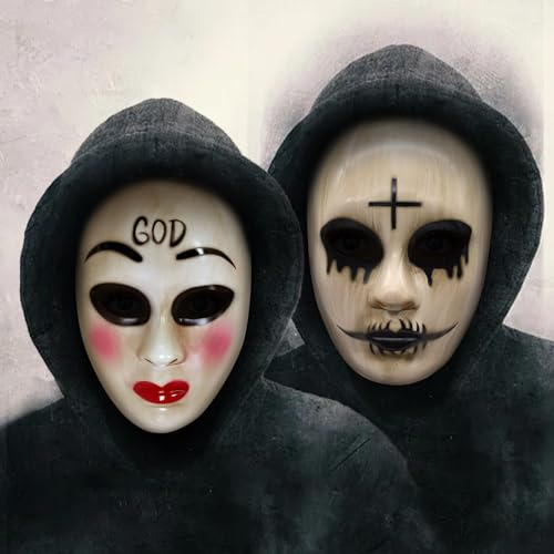 Mizijia 2 Pièces The Anarchy et GOD Croix Masque, Halloween Réaliste Horreur, Nightmare - Accessoire pour Carnaval Cosplay Mascarade Party Adulte Enfant
