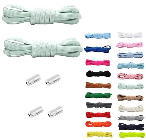 Rhys 2 Juegos Cordones Elásticos Sin Nudo con Hebilla Metal, Cordones Deportivos Ajustables, No es Necesario Atar Cordones de Zapatos, 100cm, para Adultos Niños