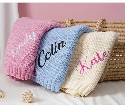 gorm 100x80cm Babydecke Mit Namen Personalisierte Geschenke Baby Baby Geschenk Mädchen Baby Personalisiert Geschenke Zur Geburt Mädchen (Embroidered Name)