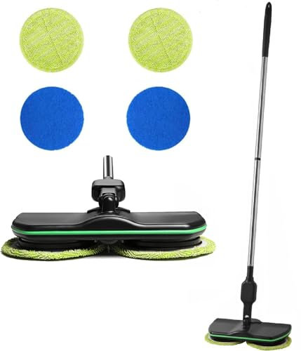 Electric Mop, Floating Mop, 135CM Floor Cleaner Machine with 4 Reusable Microfiber Pads, Floor Mops, Cordless Floor Cleaning Spin Mop Polisher Scrubber for Home Hardwood Tile PVC Floor, Black