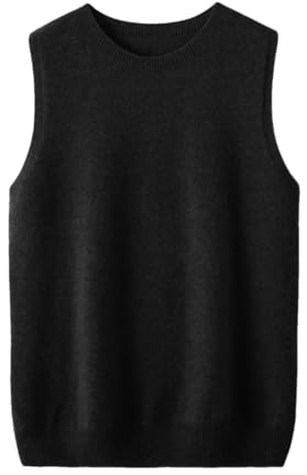 DBFBDTU Gilet en tricot pour femme sans manches col en O pull en laine uni noir taille XXL
