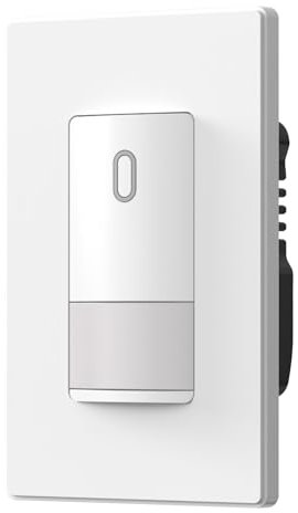 ELEGRP Single Pole Occupancy Motion Sensor Light Switch, Matte White, Need Neutral Wire, 120° Sensor Coverage, PIR Infrared Motion Activated, for