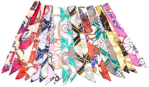10 PCS Foulard Seta Donna 82×3,6cm, Sciarpa Elegante, Confezione da Collo in Raso alla Moda, Accessorio Versatile per Stile, Eleganza e Personalità, Regalo