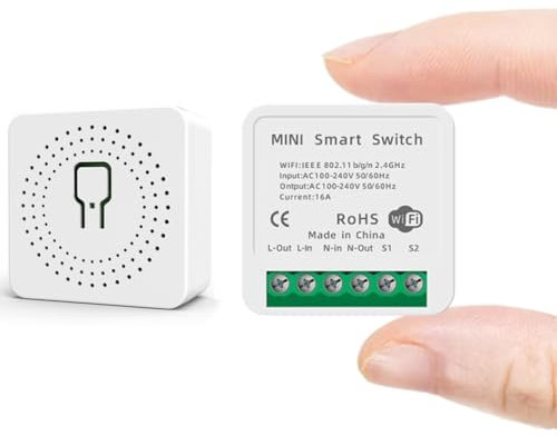 Interrupteur WiFi intelligent programmable 2,4 GHz compatible avec Tuya, Google Home, Alexa, SmartLife, SmartThings. Minuteur. Max 16 A, 3 500 W. Couleur : blanc.
