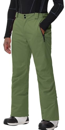 SnowElve Men's Insulated Snow Pants Waterproof Ski Pant for Winter Hiking Bottom Leg Zipper Outdoor Pants Zipper Pockets(YSB-K03,AG,M) Army Green