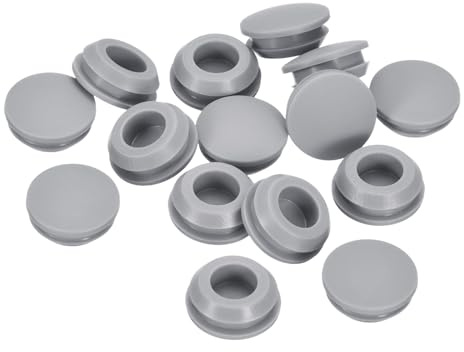 sourcing map 28Pcs Silicone Plugs, Rubber Round Snap in Locking Hole Plugs for 12-13mm Hole, Hole Stoppers Waterproof Hole Plug for Metal Tube, Furniture End Caps Inserts, Grey