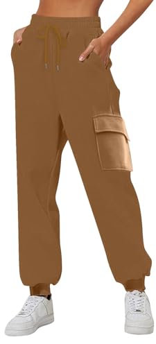 YCBMINGCAN Hohe Taille Damen Jogginghose,Sporthose Damen Lang Sweatpants Sweatpants Slim Fit Freizeithose Lang,Laufhose Sweatpants Sporthose Cargohose Softshellhose
