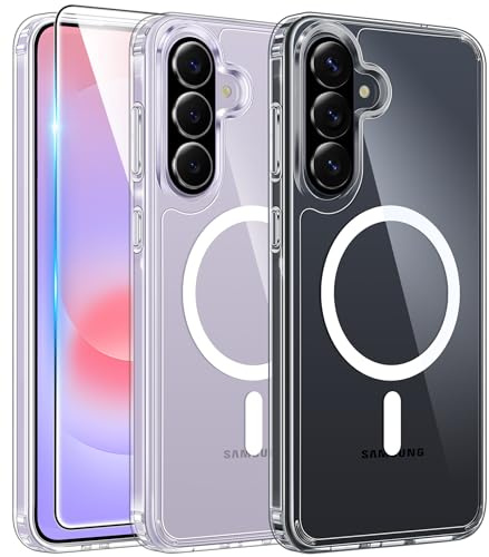FNTCASE for Samsung Galaxy A36-5G Case: Magnetic Military Grade Drop Protection Anti Yellowing Cell Phone Cover - Rugged Shockproof Protective Bumper Transparent Cases(Clear)