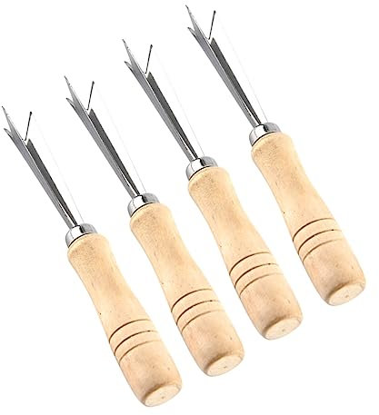 OFFSCH Ananas Augenentferner V-Form Edelstahl Mit Holzgriff Für Camping Und Garten 4 Stück Schnell Rostfrei