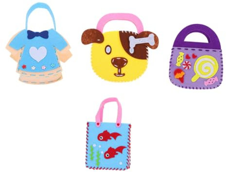 DRESSOOS 4sätze Diy Vliesstofftaschen Für Junge Mädchen Cartoon-taschen-materialien Zum Selbstmachen Lernspielzeug Und Kindergeschenke Zum Basteln