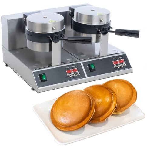 Waffel Maker U/Fo Migliorato - Schermo Digitale, Piastra Per Waffle Elettrica Antiaderente, Macchina Per Hamburger In Acciaio Inossidabile, Timer Da 0 A 5 Minuti,Double