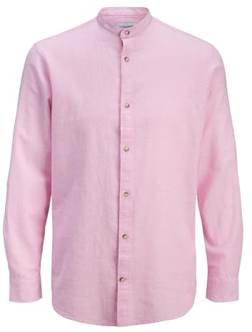 JACK & JONES Jjesummer Linen Blend Band Shirt L/S SN Jjesummer Linen Blend Band Shirt L/S SN Uomo (Pacco da 1)