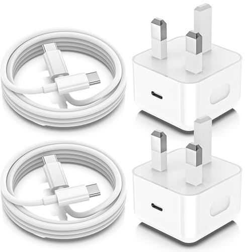 USB C Charger Plug for iPhone 17 16 15, [MFi Certified] 20W PD Type C Charger Plug with 2M USB C to C Cable 2 Pack, Charger Plug Fast Charging for iPhone 17 Pro Max/17/16 Pro Max/15, Travel & Home Use