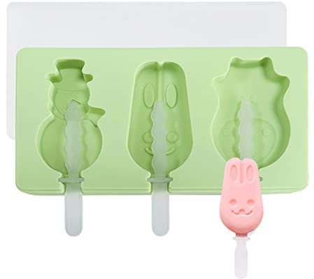Pocoiau Moules Glaces Série pour Animaux Compagnie Silicones avec Couvercle 3 Cavités Popsicles Moules Gakés Moules Dessert Outil Cuisine À Main