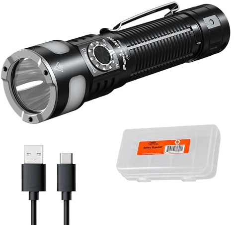 Fenix LD35R Lampe de poche rechargeable USB-C 1800 lumens, avec sorties multicolores blanches, rouges et bleues, éclairage à 360 degrés et organiseur Lumentac