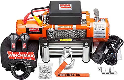 WINCHMAX 13,500lb (6,123kg) 24v Winch, 15m (Short) x 9.5mm Steel Rope. 3/8 inch Hook.