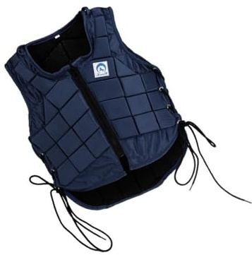 Zymoplas Gilet di sicurezza per equitazione di alta qualità, equipaggiamento protettivo per una maggiore sicurezza, blu scuro, per bambini, XL