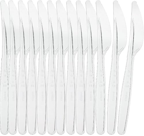 Zopper 100 x Re-usable Plastic Knives, Clear | Durable Heavy Duty Cutlery, Ideal for Weddings, Events, Parties, Dinning, Picnics, Office Use