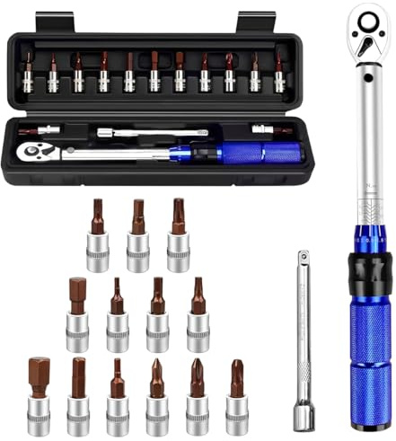 Zuxbolf 15TLG Drehmomentschlüssel Fahrrad 1/4 Zoll, 2-24Nm Torque Wrench Set 72 Zähne Umschaltknarre, ±3% Fehlergenauigkeit Drehmomentschlüssel Set mit 100mm Verlängerungsstangen für Motorrad und Bike