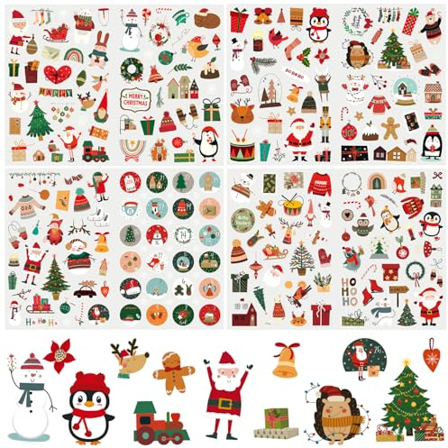 239 Stück Weihnachtsaufkleber, Duvabien Weihnachten Sticker Weihnachtsdeko, Weihnachtssticker Aufkleber Weihnachten für Fotoalbum Geschenke Scrapbooking Journal Stickerbuch Verpackungen
