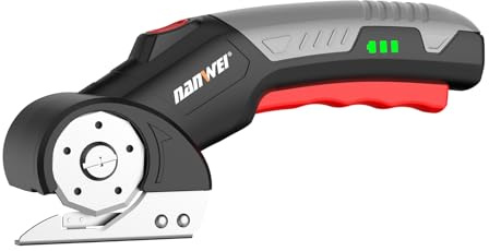 NANWEI Electric Scissors Cordless, Type-C Rechargeable Cardboard Cutter, 4.2V High‑Torque Motor, for Thin Cardboard Carpet Leather (Cardboard Cutter - Black)