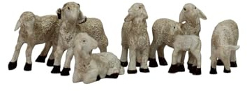 ZICOM Krippenfiguren Miniaturfiguren Miniatur Schafe 6-teilig Höhe 3,7cm handbemalt Polyresin, Modellbau Puppenhaus Weihnachtskrippe
