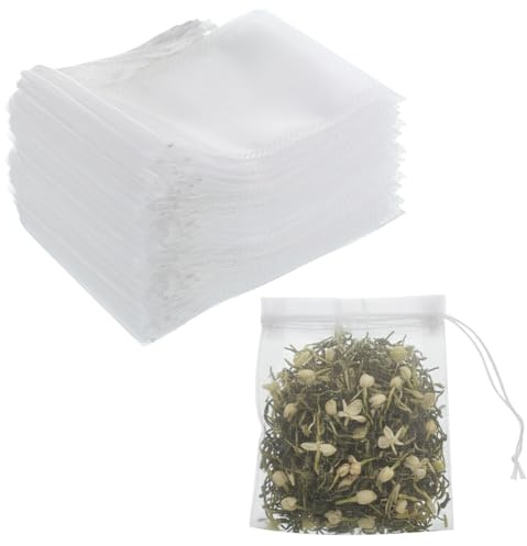 100PCS Tea Filter Bags with Drawstring, Disposable Empty Tea Bags, Coffee Tea Bag, Disposable Teas Bag for Loose Leaf Teas, Coffee 3.14 X 2.4 Inch