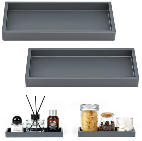 Luxspire 2er-Pack Silikon-Badezimmerablage, 7,9, Dunkelgrau | Aus dickem, rutschfestem Silikon, spülmaschinenfest, wasserdicht, zur Aufbewahrung von Seife, Parfüm und Schmuck