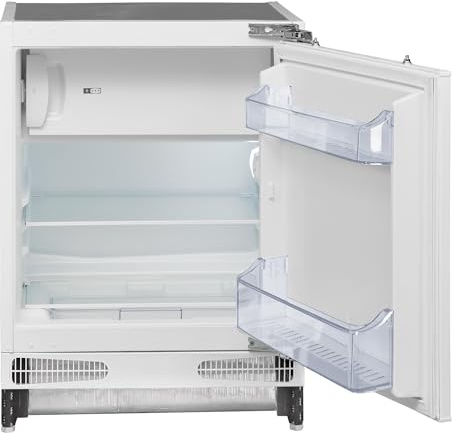 Statesman 114L Integrated Under Counter Fridge with Ice Box – D Rated, Quiet 37dB, Reversible Door, Adjustable Shelves, White