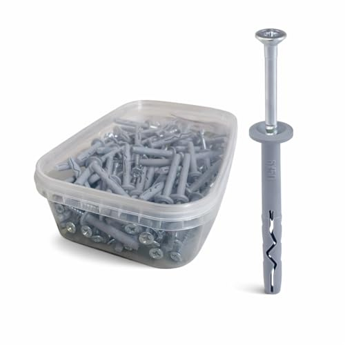 KLIMAS SMK Schnellmontagedübel mit Kragen 6x80 mm – Nageldübel für Durchsteckmontage, Schlagdübel für Beton, Ziegel & Kalksandstein, ideal für Sockelleisten & Profile, 50 Stück
