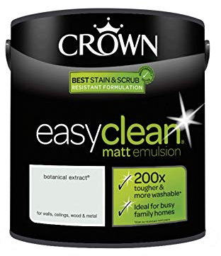 2.5L CROWN Easy Clean MATT Emulsion Multi Surface Paint That can be Used on Walls, Ceilings, Wood and Metal. Stain & Scrub Resistant Formula – Botanical Extract