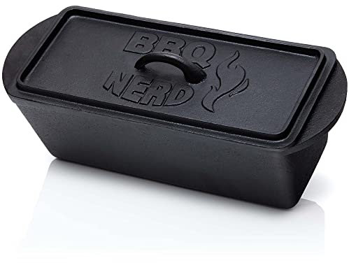 BBQ-Nerd Kleine Brotbackform 3 L - Gusseisen Kastenform mit Deckel - Backform für Ofen, Grill, Feuer - Brottopf Dutch Oven für Hackbraten Fleischkäse Brot