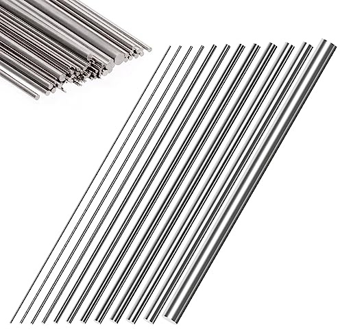 Glarks 104 Stück Edelstahl-Federdraht, 0,3–3 mm Durchmesser, 400 mm Länge, harter gerader Federdraht, Sortimentskit für DIY-RC-Modell, Modellschiff