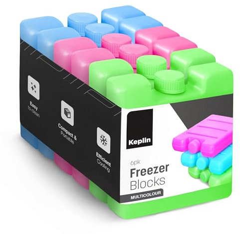 KEPLIN Freezer Blocks - Reusable Ice Pack Cooler for Lunch boxes, Travel, Picnic, and Outdoor Activities | Ice Boxes Maintains Cool Temperature for food and Drinks for hours | Multicolour (6 Pack)