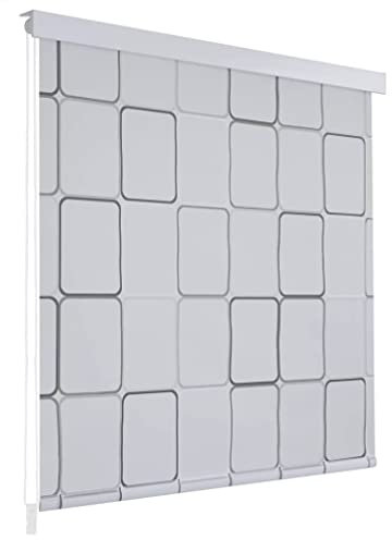 BULANED Duschrollo, Spritzschutz Für Badewanne, Duschvorhang Badewanne, Badewanne Vorhang, Duschvorhang Rollo, 120 x 240 cm Quadratmuster