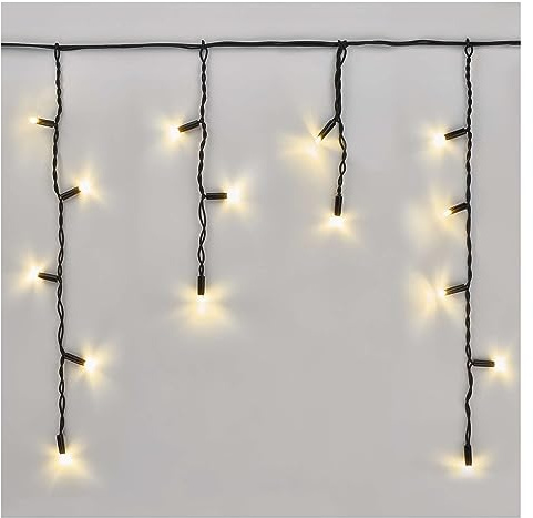 EMOS Connect System 3m Eisregen Lichterkette Profi, Weihnachtslichterkette mit 50 LEDs, Erweiterungskomponent C (ohne Verbindungskabel und Adapter), IP44 für Innen und Außen, Warmweiß, schwarz