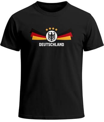 MoonWorks® Herren T-Shirt Deutschland Fußball WM-Shirt 2026 Fanshirt Deutschlandshirt Adler Nationalflagge Schwarz XXL