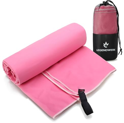 Legendwerk® Serviette en Microfibre 160x80 cm – légère et séchage Rapide – idéale pour Sport, Sauna, Plage & Voyage – avec Boucle et Sac – Ultra absorbante et compacte
