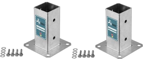 SOTOOLS 2 x Bodenhülse, 60 x 60 mm, feuerverzinkt, für Vierkantpfosten | Bodenhülse und Pfostenträger mit Bodenplatte zum Aufschrauben.