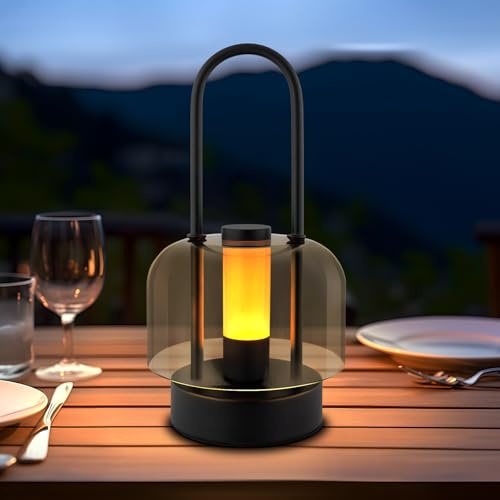 Homefire Table Lamp Battery LED Portable Table Lamp - Wireless Bedside Lamp Dimmable 1800 K - 6500 K with Memory Function USB-C Rechargeable Touch Lamp for Indoor and Outdoor Use Black