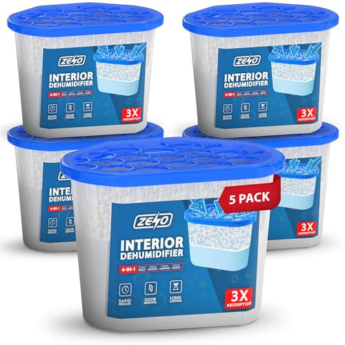 ZENO Disposable Dehumidifier 500ml | Moisture Absorber Dehumidifiers for Damp, Mould, Moisture in Home, Kitchen, Wardrobe, Bedroom, Caravan | Dehumidifiers Disposable | Damp Absorber (5 Pack)