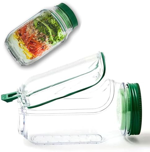Valicaer Salad Pod Jar, Salad Pod Jar Side Open, Portable Salad Container for Lunch, Vertical Layering VegetablePod,Vegetable Fruit Container, with Leak Proof Dressing Case Snack Box with Lid