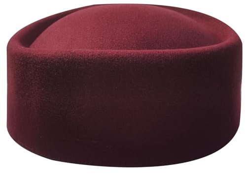 Alloneslife Pillbox Hut, Zylinderhut, Kopfschmuck, Basishut für Damen, lässige Western-Fedora-Kleidung für Hostessen, rot, S-4XL