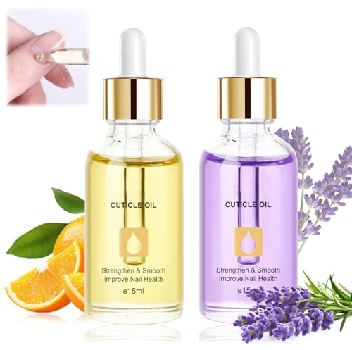 FunnAura 2 Pcs Nail Oil Cuticle, 30ml Dropper Cuticle Oil with Vitamin E and B for Dry Rough Nail Dead Skin