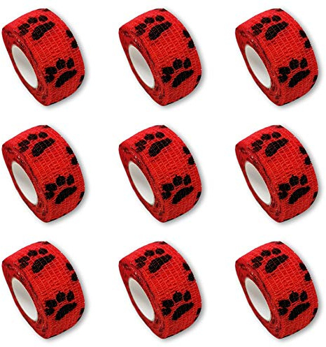 Uppsättning av 9 barnbandhjälpmedel, fingerbandage utan lim, 2,5 cm x 4,5 m, elastisk, vattenavvisande, sammanhållande, pluntröta