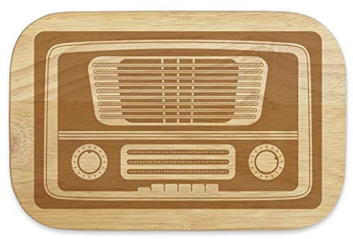 KIXY Frühstücksbrettchen Gummibaumholz Geschenk Weihnachten Geburtstag - Vintage Radio