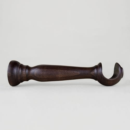 TENDAGGIMANIA Staffe per Tende 1 COPPIA - Per Bastoni per tende in Legno ∅ 35 MM - Colore: NOCE -LUNGHEZZA 25 CM - Staffe con piastrina di fissaggio, viti e tasselli- 100% Legno Made in Italy