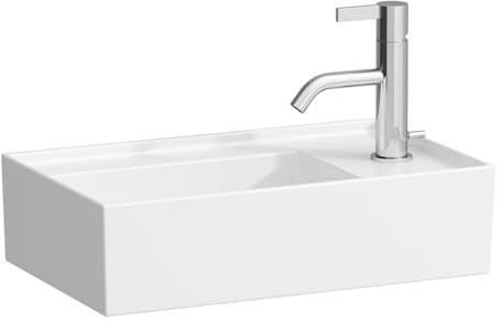 Laufen Kartell Handwaschbecken,Armaturenbank rechts, unterbaufähig, 1 Hahnloch, ohne Überlauf, 460x280, Farbe: Weiß - H8153340001111