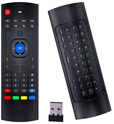 Air Mouse Remote, Rock&Rown MX3 Pro 2.4G Android Box Fernbedienung mit Mini-Tastatur, kompatibel mit Android TV/Box/IPTV/Android-Projektor/HTPC/Xbox/Raspberry Pi